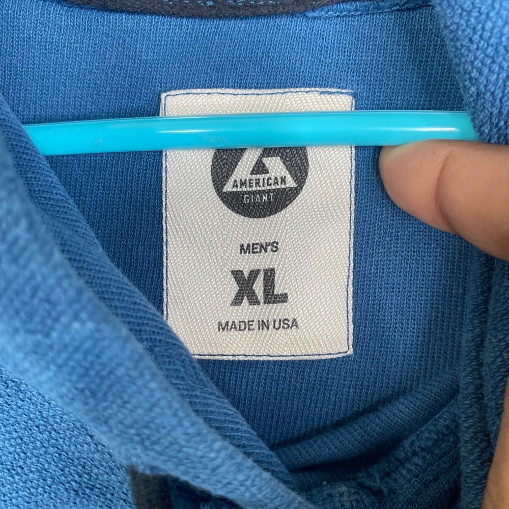 American Giant Mens XL Blue Cotton Pullover Hoodie Sweatshirt Made in USA - Picture 6 of 13